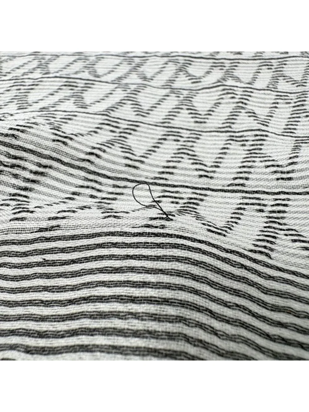Louis Vuitton Shawl Fringe Cotton Silk Gray Scarf